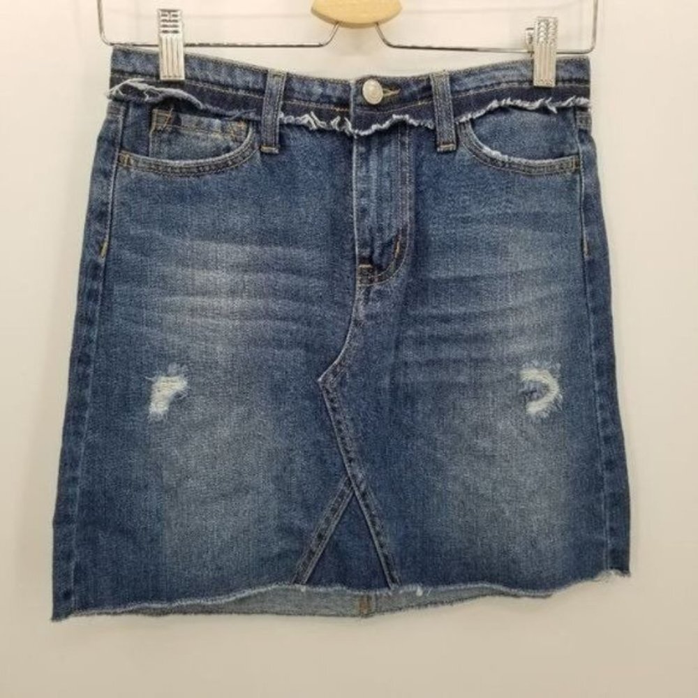 Velvet Distressed Jean Skirt 25